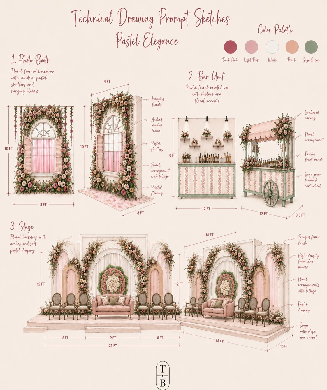 Pastel Hues — pastel elegance stage & bar sketches
